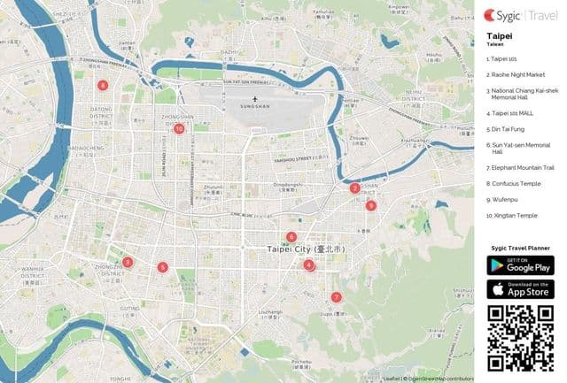 Taipei bezienswaardigheden kaart