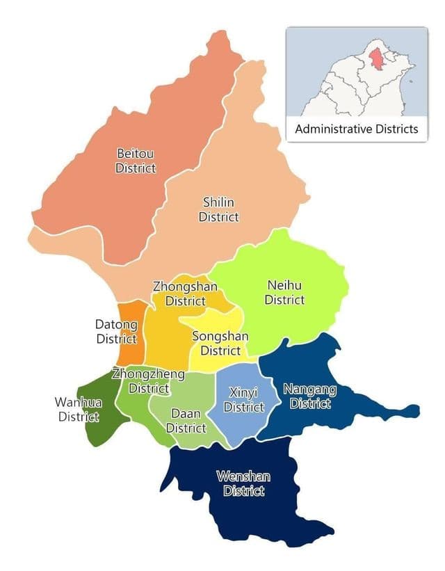 Taipei district kaart