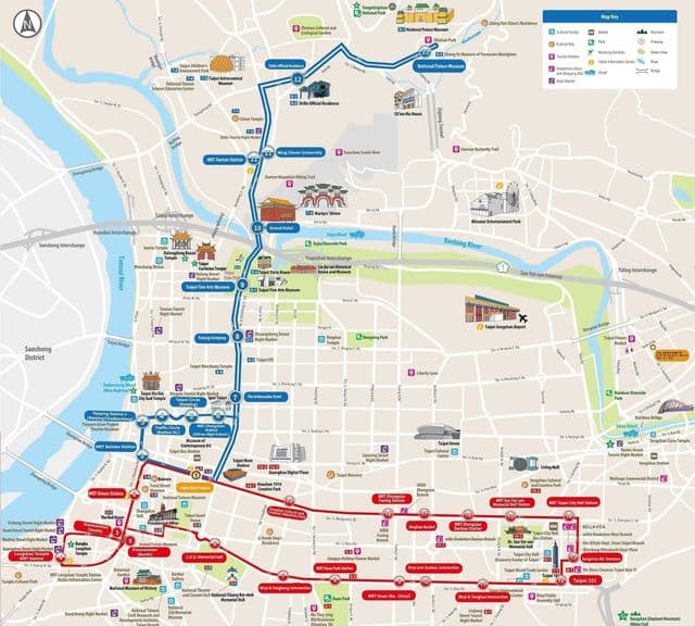 Taipei Hop On Hop Off bus tours kaart
