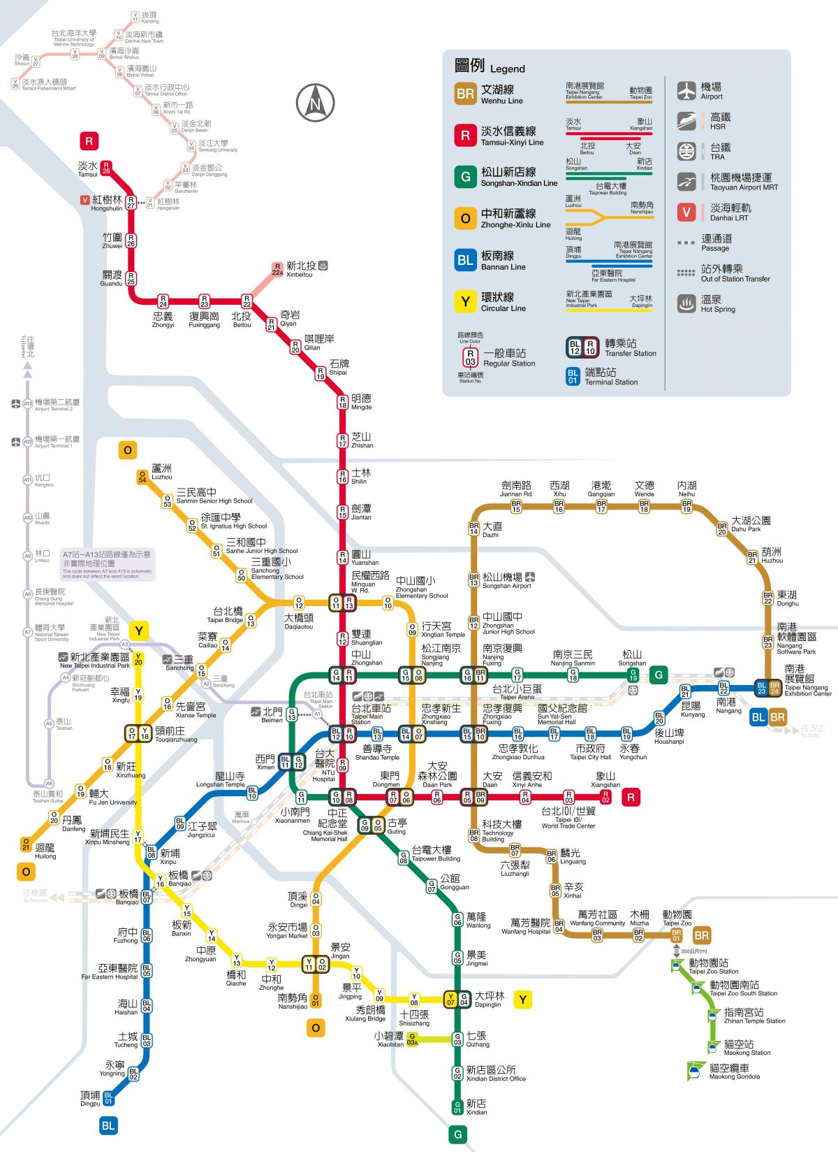 Taipei metro stations kaart