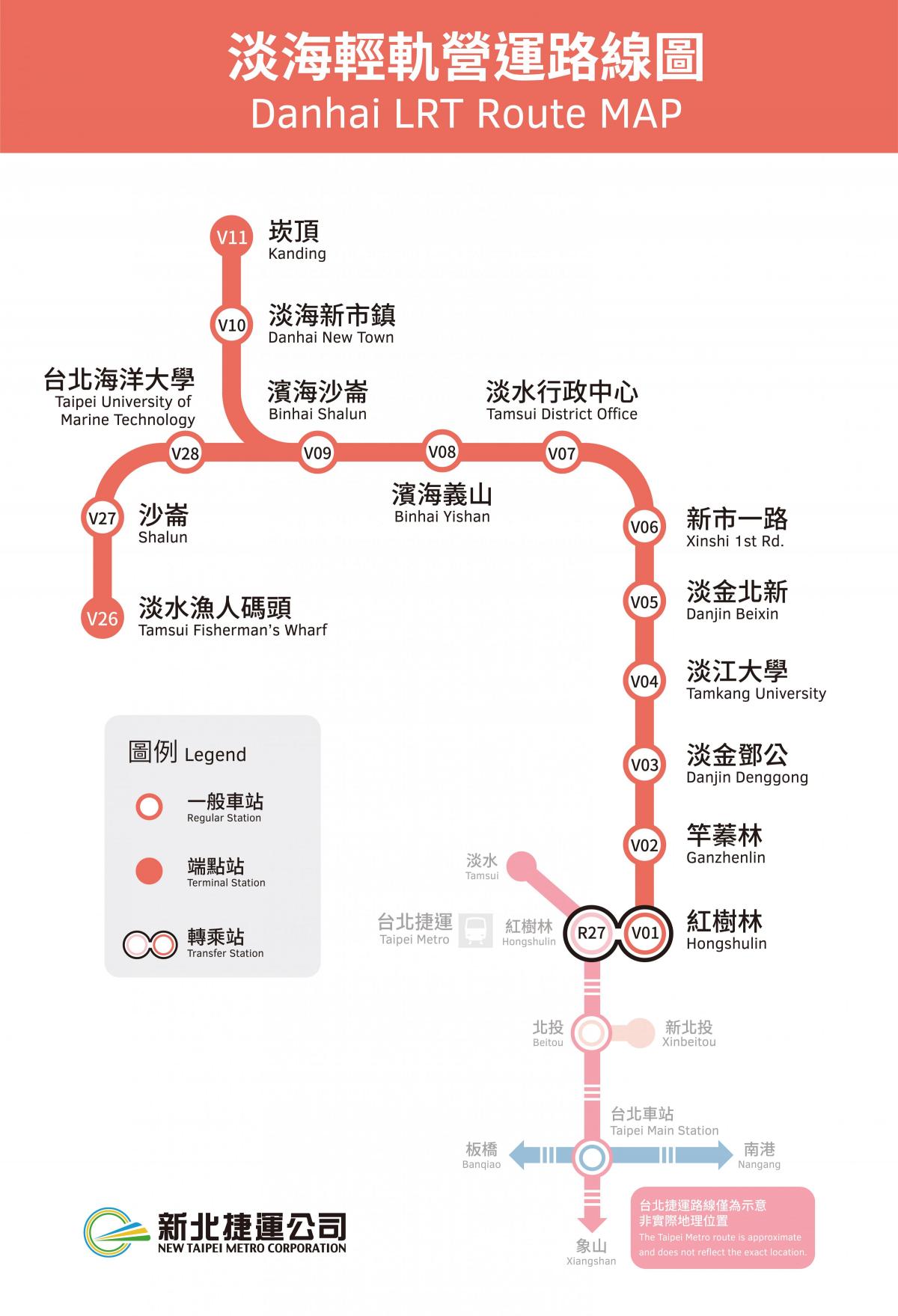 Taipei tram stations kaart